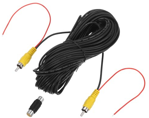 sourcing map Cable de video RCA para cámara de respaldo, cable de extensión de vídeo RCA de 20 m para cámara trasera de coche y cable de detección para camión, autobús, SUV, macho a macho, con