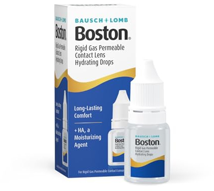Boston RGP Contact Lens Hydrating Drops, 10ml | Bausch + Lomb, Hyaluronic Acid and PEG 8000, Gentle Oxyd Preservative, Long-Lasting Comfort