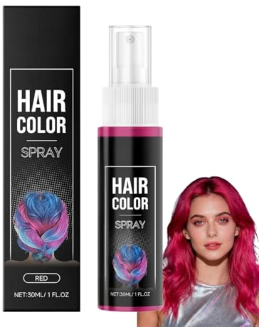 Red Hair Dye Spray - Temporary Hair Colour Spray with Easy Wash-Out, Semi-Permanent Vibrant Red Hair Colour for Cosplay, Parties & Festive Events - Mild Formula for All Hair Types - 30ml