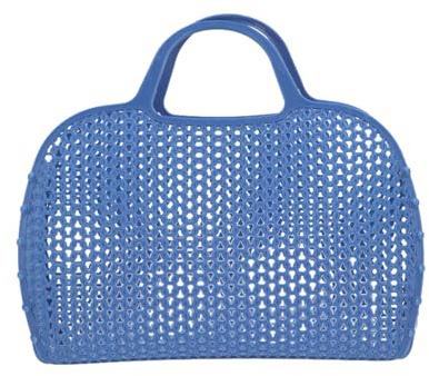 Monnëka Retro-Strandtasche aus recycelbarem Netz sandabweisend leicht | Azurblau