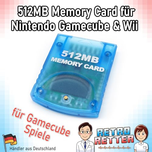 RetroRetter 512 MB Memory Card für Nintendo Wii & GameCube - 8192 Blöcke NGC Speicherkarte 128