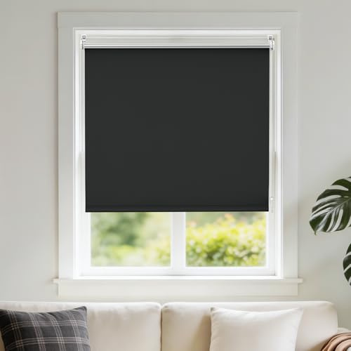 CELESTA Verdunkelungsrollo Klemmfix ohne Bohren, 80 x 130cm,Rollo ohne Bohren, Sichtschutz & Thermo-Verdunkelungsrollo, Fensterrollo für Fenster und Türen, Fenster Rollo für Innen, Schwarz