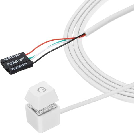 PATIKIL PC Power Button with 70 Cable Desktop Computer External Power Switch ON/Off LED PC Power Supply Button Extention with Splitter for Computer Motherboard, White