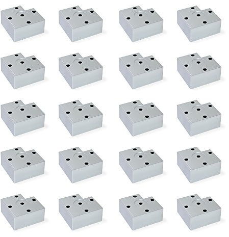 Emuca 2039225 Piede per Mobile, Verniciato Alluminio, H 45mm, Set di 20 Pezzi