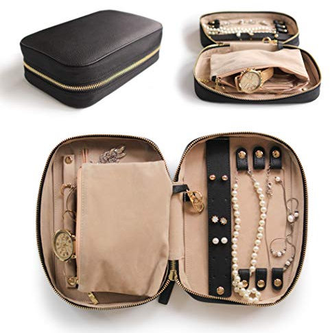 CASE ELEGANCE Duży organizer podróżny ze skórzaną skórą Full-Grain Scratch-Proof Leather (czarny)