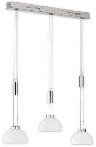 Fischer & Honsel Pendelleuchte Avignon 3x LED 9,0 Watt, nickelfarben, höhenverstellbar, stufenlos dimmbar, 60090, 95,5 x 159 cm (LxH), 2900 lm, 2700 K, Glas: Opal