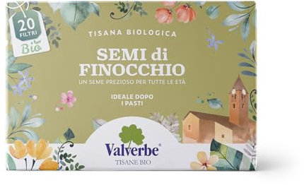 Valverbe Tisana al Finocchio Semi Biologico 20 Filtri - Pacco da 6 - 180 g
