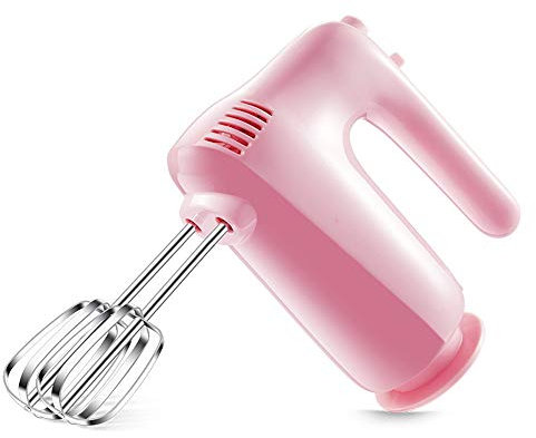WHOJA Hand Mixer Whisk 60s Quick Whipping Electric Multifunctional Handheld Food Blender Five-Speed Double Whisk Eggs Mixer for Baking Powerful Heat Dissipation Cream Milk Frother (Color : Pink)