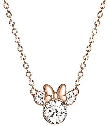 Minnie Mouse Silver and Rose Gold Stone Set Necklace N902302PRWL-16.PH