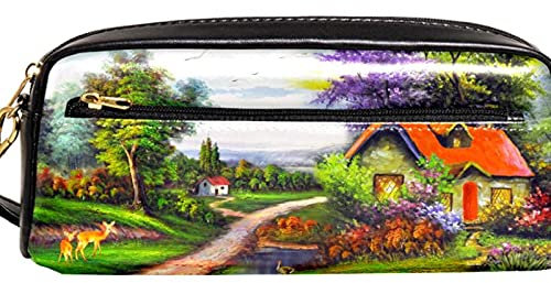 Federmäppchen für Ölgemälde, Wald, Kabine, Schwan und Reh, große Kapazität, Stifttasche für Schule, Teenager, Jungen, Mädchen, Männer und Frauen