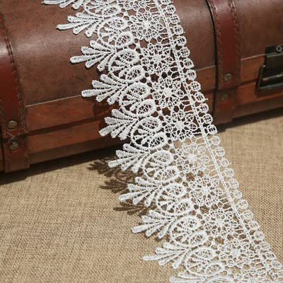 Little lane lace 9 cm Breite Europa Chips Muster Inelastische Stickerei Spitzenbesatz, Vorhang Tischdecke Slipcover Braut Selbermachen-Kleidung/Zubehör (1,8 Meter in einem Paket) (weiß)