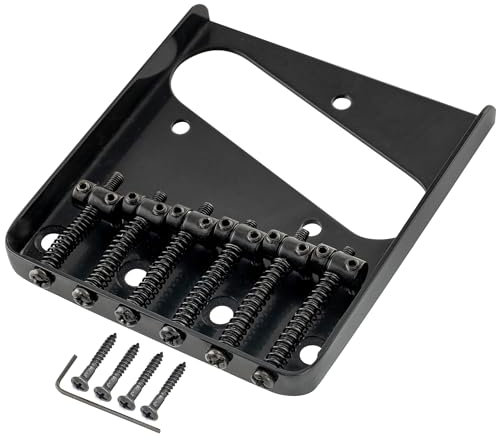 Musiclily Pro 54mm Ponte Telecaster Fisso 6 Sellette Barrel Vintage per Chitarra Elettrica tipo Tele, Nero