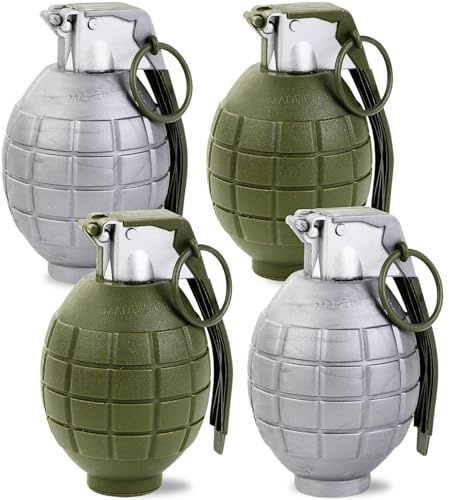 Liberty Imports 4 Pack Kids Toy Military Army Pretend Play Plastic Hand Grenades with Realistic Sound Effects