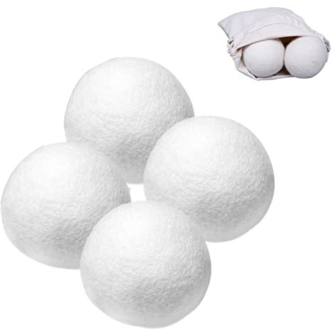 LYYDAN Trocknerbälle, 4 Stück 5cm Trocknerbälle Für Wäschetrockner, Trocknerkugeln Aus Natürlicher Schafswolle, Energiesparend, Trockner Waschball Für Daunenjacken