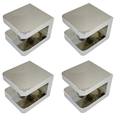 Lot de 4 pinces à verre LukLoy sans perçage pour étagère (pour verre 8 mm-10 mm, chromé)