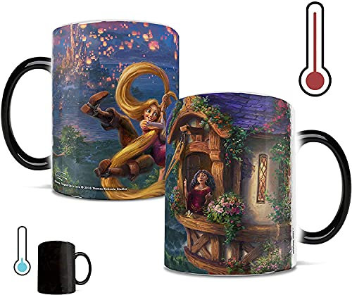 Giftme Tangled - Rapunzel Tomas Kinkade Painting Heat Reveal Birthday Coffee Tea Mug Unique Magic Mug Ceramic Mug.