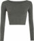 Womens Crop Long Sleeve T Shirt Ladies Short Plain Round Neck Top Ladies Fitness Workout Running T Shirts Plain Cropped Tops (Charcoal UK 12-14)