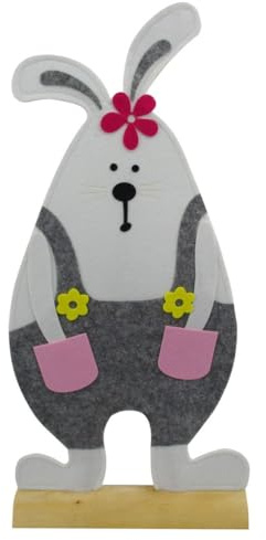 TrendLine Deko Osterhase Filz 83 cm weiß grau Osterdeko Hasendeko Dekohase