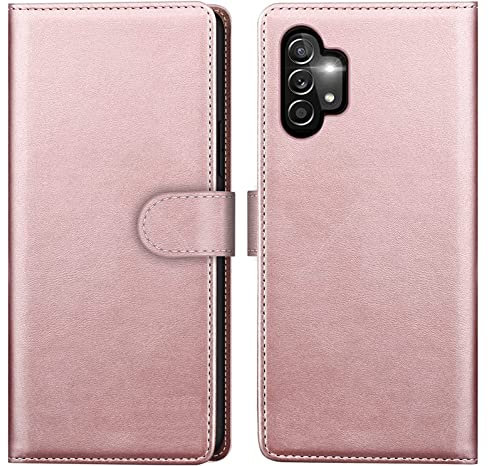 NWNK13 For Samsung Galaxy A13 5G / A13 4G / A04S Case Leather Wallet Book Flip Stand View Phone Cover with Card Holder Slots Compatible with Galaxy A13 (Rose Gold)