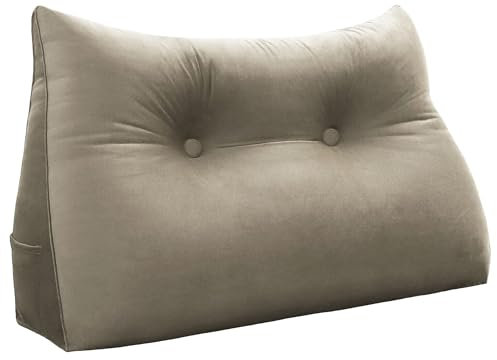 VERCART Rückenkissen Keilkissen Kopfende Großes Bettkissen Bequemes Lesekissen und Rückenteil im Bett 2 in 1 Rückenlehne und Kopfkissen Langes XXL Kissen Sofa Couch Samt 60cm Leichte Bräune