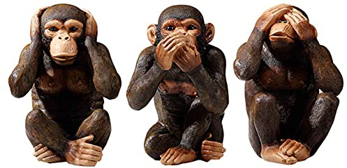 TCIUXYQ 3 Weise Affen Statue Hear-No, See-No, Speak-No Evil Three Truths of Abstract Art Monkeys Figur, braun, 19,8 cm, Harz, moderne Heimdekoration, Ornamente, Herren, Büro, Schreibtisch, Dekoration,