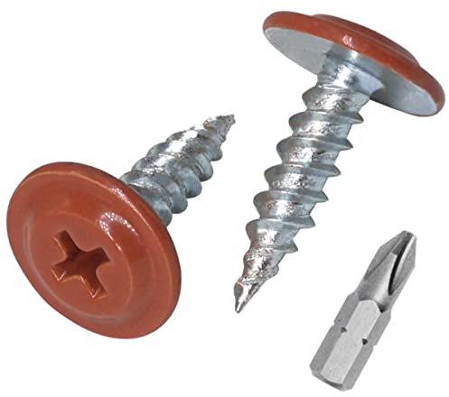 SKIR'CO (50 pcs) Painted 4.2 x 16 mm Self Tapping Wood Screws, Metal Screw, Phillips Modified Truss Head (Copper Brown RAL 8004)