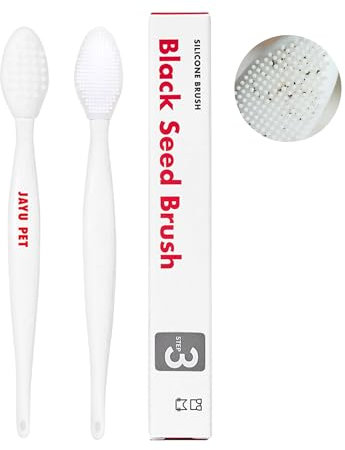 JAYU PET Black Seed Brush - Cat Acne Chin Treatment, Silicone Brush for Cats Chin Acne & Blackhead Exfoliation, Double-sided Cat Grooming (1PCS)