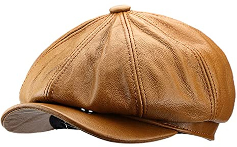 Herren Newsboy Cap aus Leder Schiebermütze mit Schirm Baker Boy Hut Schirmmützen Barett Cap Gatsby Cap Newsboy Driving Cabbie ​Baskenmütze