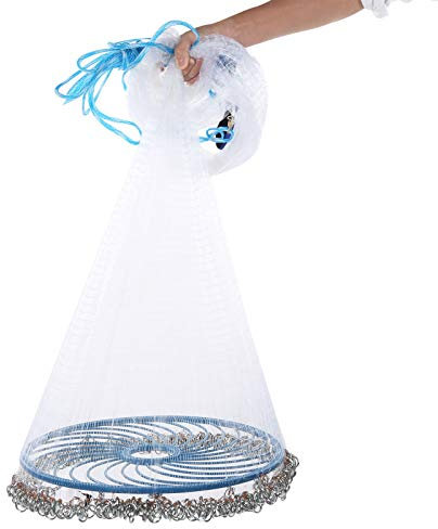 Alvinlite Wurfnetz Zum Fischen 15,7 Fuß/4,8 m, Tragbares Fischernetz, Nylon Mesh Fischnetz zum Fangen von Angelnetz Angelzubehör, Fishing Net Handwurf Fishnets Fische Angeln Cast Net