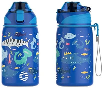 Fjbottle Kinder Trinkflasche Edelstahl 400ML - 1-Klick-Öffnung, BPA-Frei Auslaufsichere Thermo flasche, Kohlensäure geeignet Thermoskanne Jungen/Mädchen für Kindergarten, Schule, Reise
