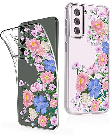 Ciciber Custodia per Samsung Galaxy S23 Plus, sottile, trasparente, in silicone TPU, antigraffio, per Samsung S23+, trasparente, con motivo floreale, protegge dagli urti, rosa del deserto