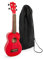 Sopran-Ukulele in Rot mit schwarzer Tasche