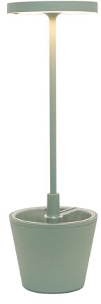 Zafferano, Poldina Reverso Lampe, Wiederaufladbare und Kabellose Tischlampe mit Touch Control, Geeignet für den Innen- und Außenbereich, Dimmer, 2200-3000 K, Höhe 35 cm, Farbe Salbei