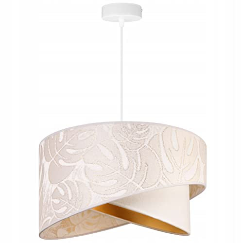 Light-Home Milan Lampenschirm Hängelampe Hängeleuchte - Deckenlampe Industrial für Wohnzimmer Schlafzimmer Esszimmer - Pendelleuchte aus Metall mit Lampenschirm Velours - Creme Monserta - Weiß