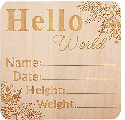 PW TOOLS Baby-Ankündigungsschild – Hello World-Plakette für Neugeborene, Geburtsschild, Willkommensschild für Neugeborene, für Krankenhaus, Kindergarten, Foto-Requisite, Babyparty-Geschenk