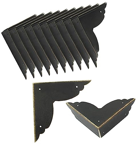 Zorveiio 12Pcs Black Metal Corner Protector,2.76''x2.76'' Box Corner Protectors,Decorative Metal Corner Guards,Antique Edge Cover with Mounting Screws