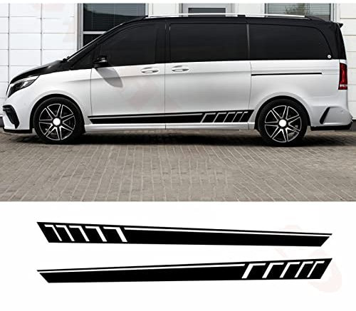 BYSL 2PCS Racing Seitenstreifen Dekor Aufkleber Autotür Seitenschweller Vinyl Aufkleber, für Mercedes V Klasse Vito Viano Auto Karosserie Zubehör