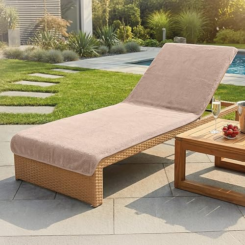 LAYNENBURG Premium Schonbezug für Gartenliege - 100% Baumwolle - Oeko-TEX 100 - Frottee Handtuch-Bezug Sonnenliege - Liegenbezug mit Umschlag für Standliege, Liege-Stuhl (75x200 cm Kaffee)