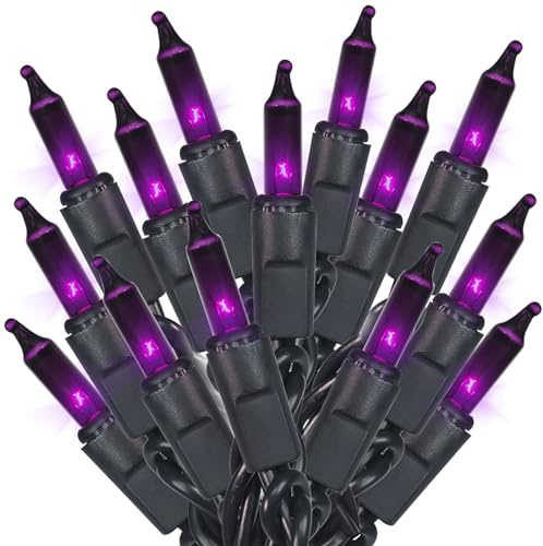 Guirlande lumineuse violette d'Halloween – 35 mini lumières à incandescence violettes d'Halloween pour petit arbre, cheminée, artisanat, décorations de Noël intérieures et extérieures, 2,5 m, fil noir