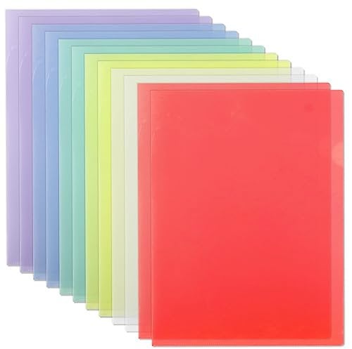 12 Stück 6 Farben Aktenhülle A4 seitlich offen Klarsicht bunt Sichthüllen Kunststoff Dokumentenordner transparent Dokumententaschen Mappen Ordner zum Aufbewahren für das Büro der Schule