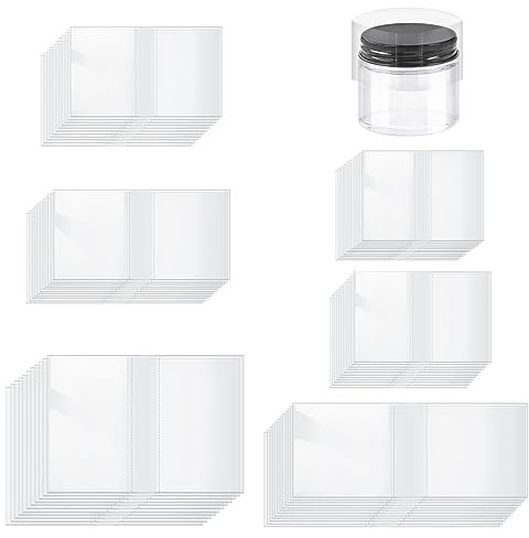 Swpeet 1200Pcs 6 Größen 1.37 1.5 1.8 1.9 2.2 2.4 Klar PVC Schrumpffolie Flasche Schrumpfbänder Sortiment Kit, perforierte Flasche Schrumpfbänder Perfekt für Flaschen, Gläser
