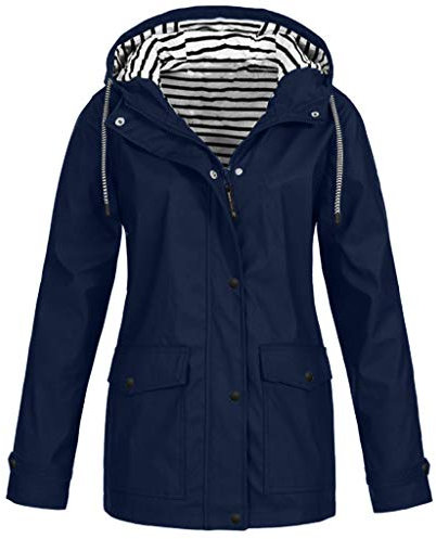 Manteaux Imperméables Vestes Femme Coupe Grande Taille Pardessus Épais Couleur Unie Rayé avec Cordon À Capuche Manteau de Neige Veste Vêtements D'Extérieur Automne Hiver
