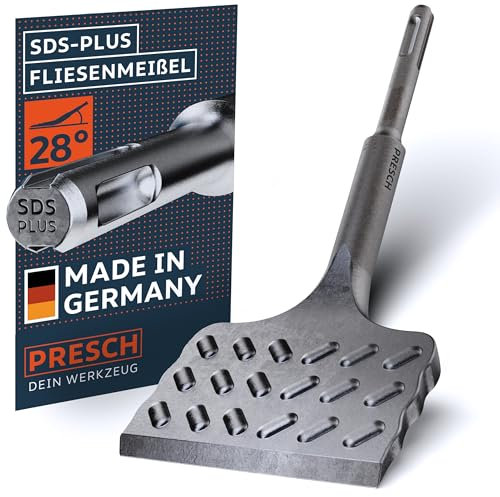 Presch SDS-plus Scalpello per piastrelle - Extra largo (75 mm) - Tagliente estremamente resistente - Angolato per una facile rimozione delle piastrelle (lunghezza 165 mm) - Acciaio ad alte prestazioni