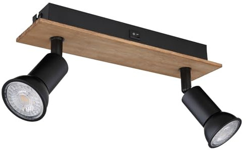 Deckenleuchte Lampe Holzleuchte beweglich Wohnzimmerleuchte schwarz braun 25 cm