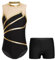 Aiihoo Mädchen Turnanzug Ärmellose Gymnastikanzug Ballettbody mit Kurz Hose Ballett Trikot Tanzkostüm Ballettkleidung Gold 158-164