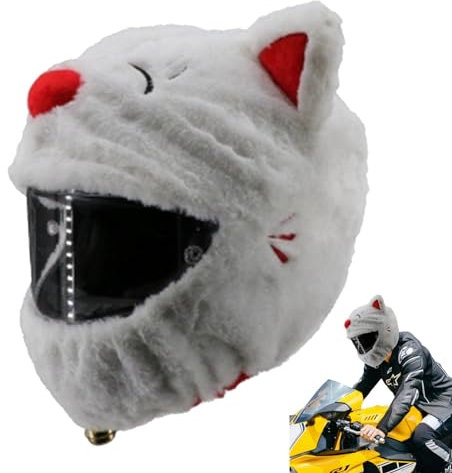 Motorradhelm Cover,Motorradhelm Abdeckung Plüsch,Cartoon Plush Motorcycle Helmet Cover,Motorradhelm Überzug Lustigmotorradhelm Überzug Plüsch,Für Männer, Frauen(Ohne Helm) (Lucky Cat)