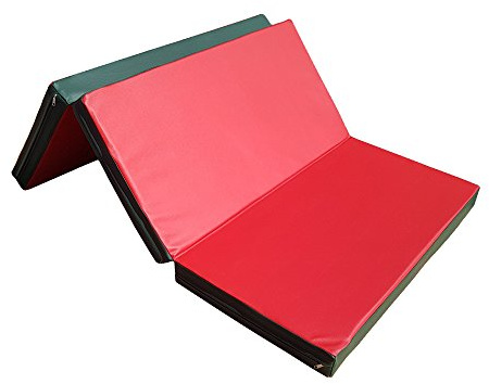 Gymnastikmatte Klappbar 210 x 100 x 8 cm, RG-25, (25kg/m³), Turnmatte faltbar, Made in Germany (Rot/Grün)