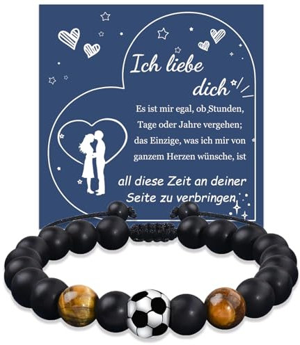 YELUWA Fußball-Armband-Geschenke für Männer, Liebe Dich Geschenke für Männer, Geschenk für ihn Männer Ehemann Freund Valentinstag Jahrestag Hochzeitstag Geburtstagsgeschenk Liebesgeschenke für Männer