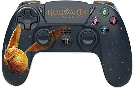 Freaks and Geeks - Harry Potter-Manette Sans Fil PS4-Prise Jack -Boutons Lumineux-Hogwarts Legacy Vivet Doré