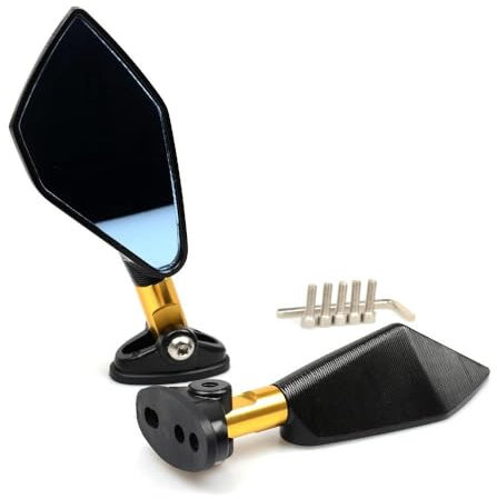 Hexeh Rückspiegel Für NINJA 650R Z800 Universal Motorrad Hinten Seite Spiegel Für Kawasaki ZX6R ZX636R ZX6RR ZX9R ZZR600 Z900 ER6-F Z650 Lenkerspiegel (Color : Gold)